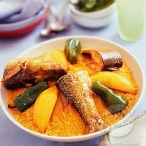 Monastir fish couscous served in a traditional dish