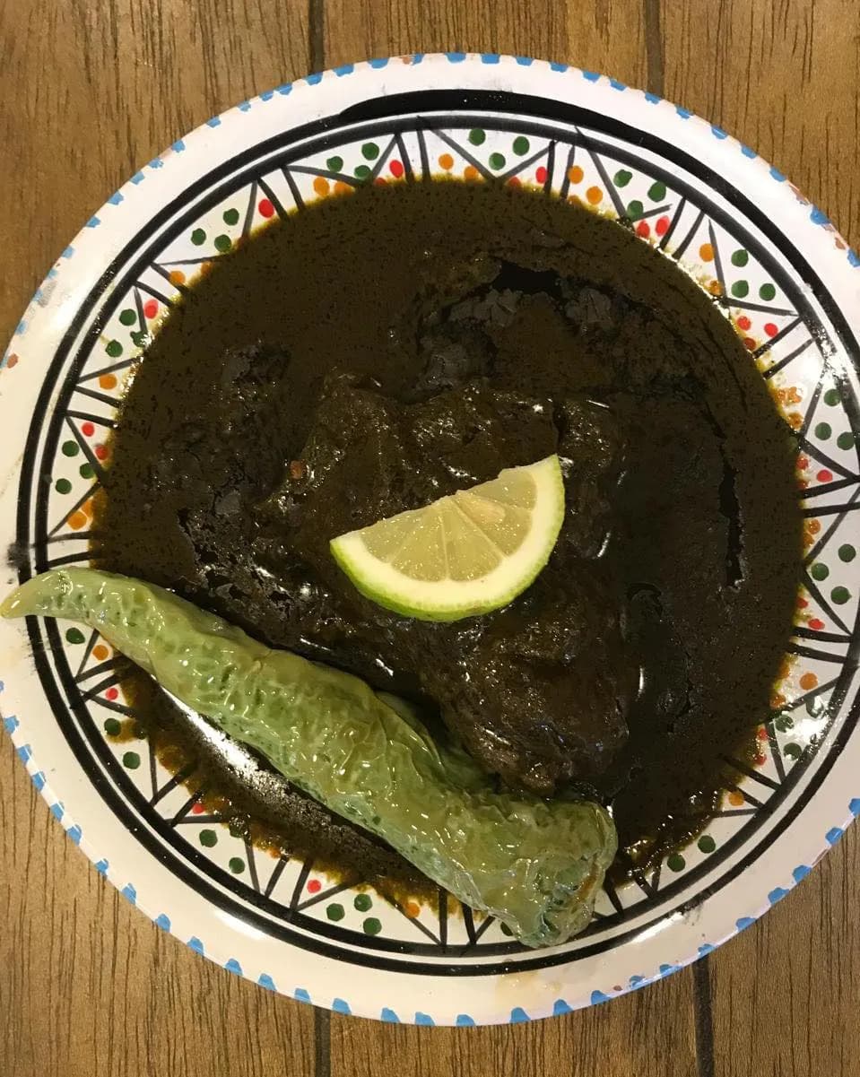Tunisian mloukhia, slow-cooked jute leaf and beef stew